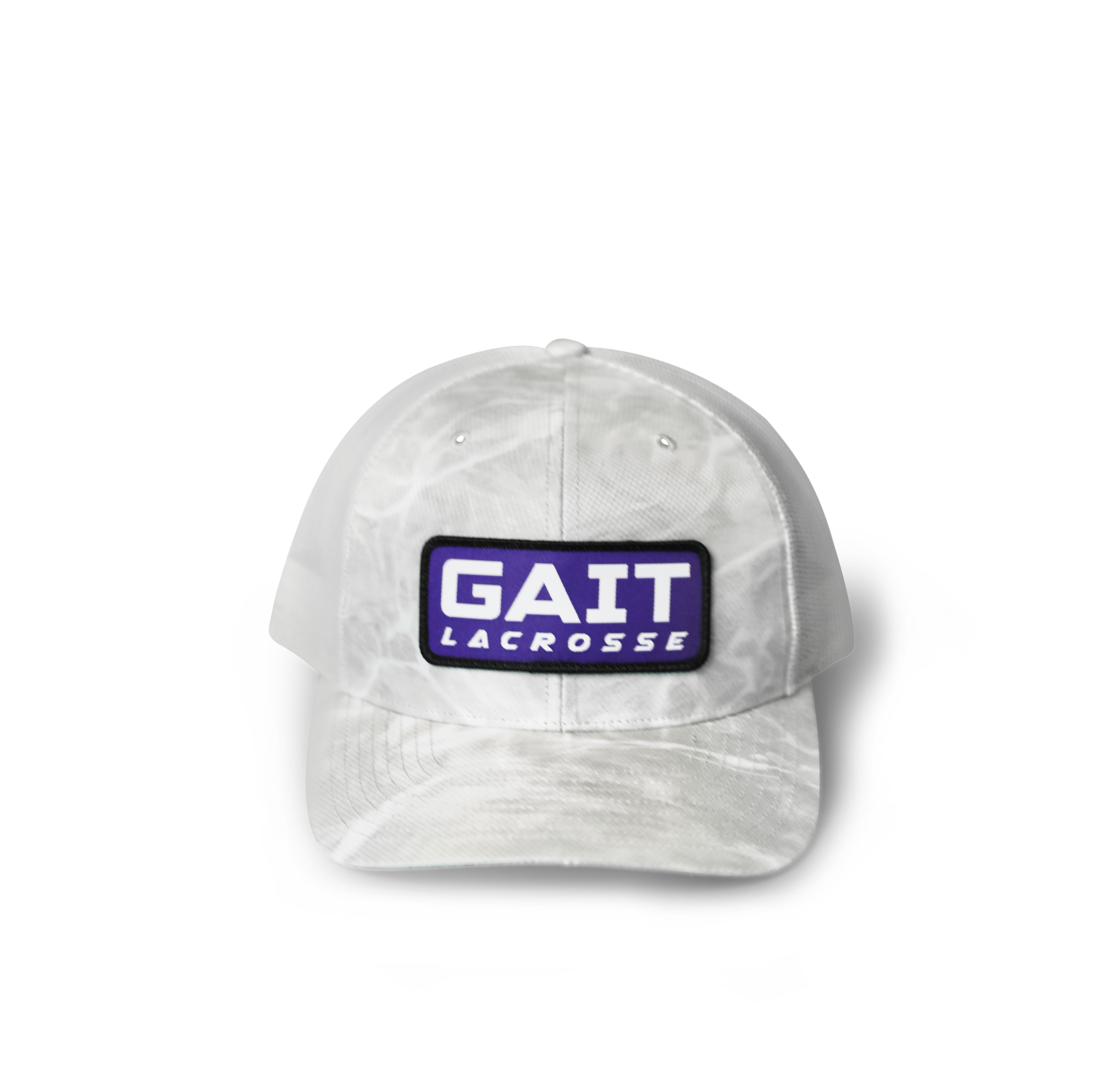 White Camo Purple Patch Trucker Hat gaitlaxofficial