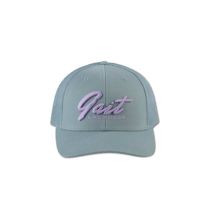 Light Blue & Lilac Script Trucker Hat