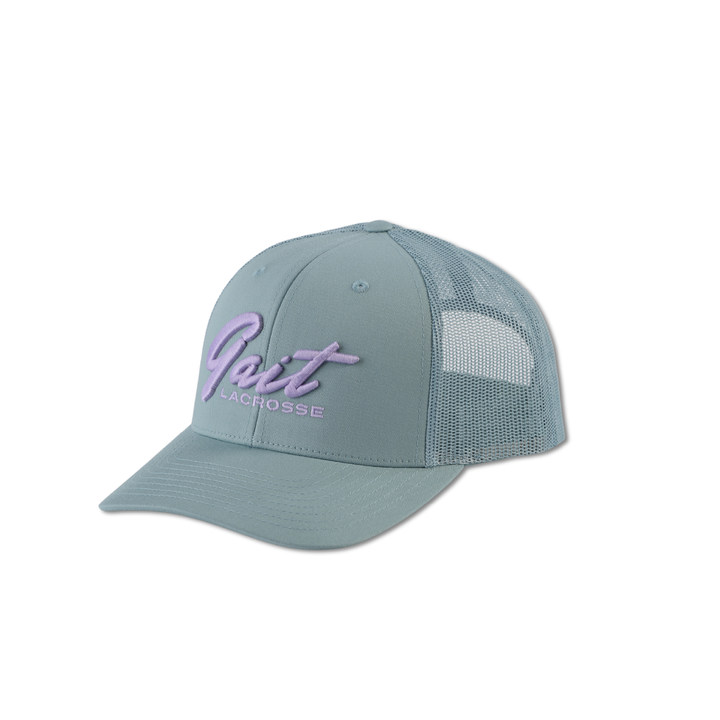 Light Blue & Lilac Script Trucker Hat