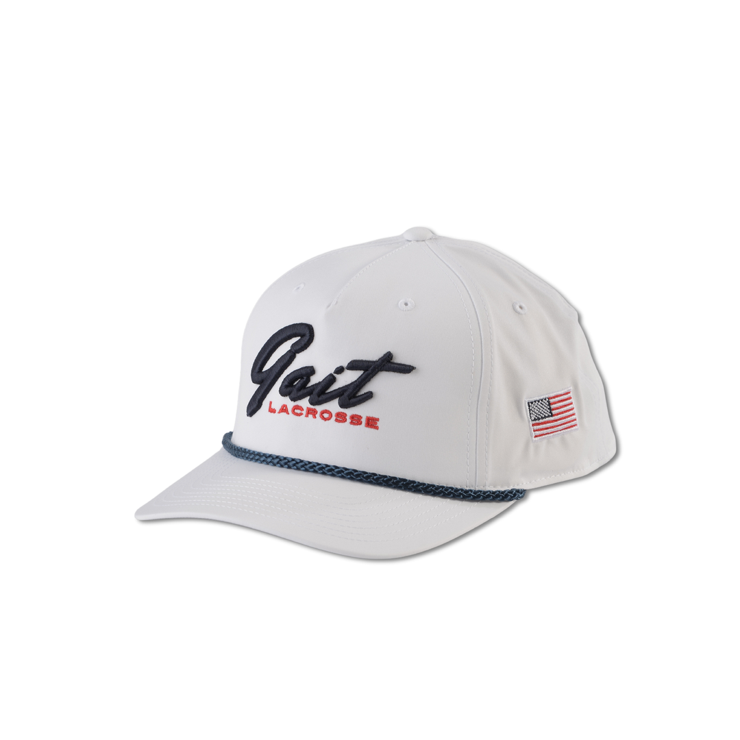 White USA Patch Script Rope Hat