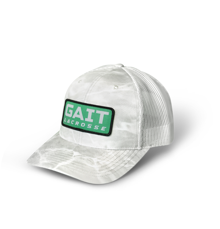 White Camo Green Patch Trucker Hat