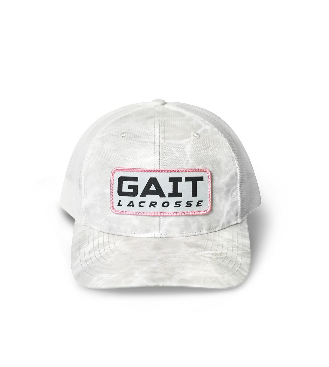 White Camo Pink Patch Trucker Hat